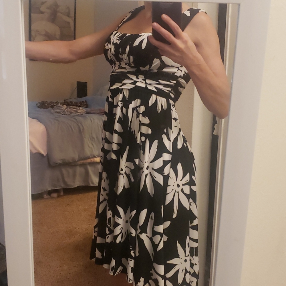 Black and white floral fun dress